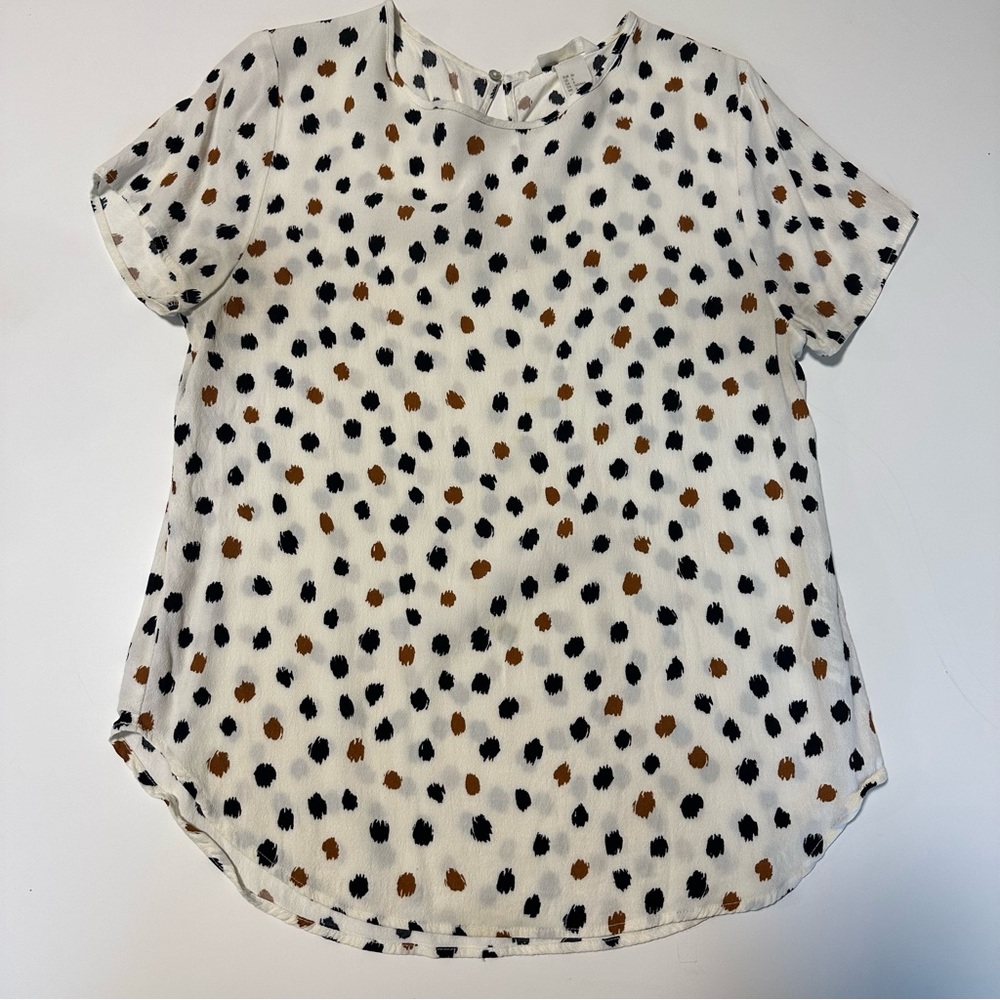 H&M top with black and brown polka dots. Size 6